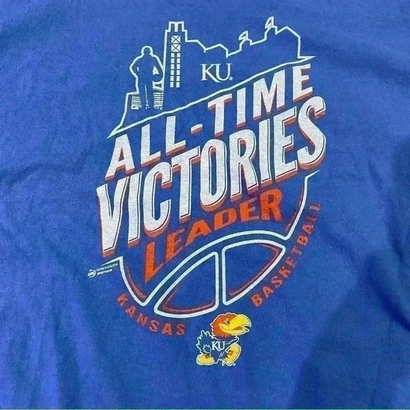 Kansas Jayhawks All Time Victories Leader t shirt size XL color Blue - Picture 2 of 4